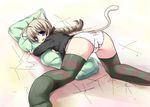  ahoge animal_ears braid cameltoe lynette_bishop open_clothes open_shirt shirt single_braid solo strike_witches striped striped_legwear tail tekehiro thighhighs top-down_bottom-up world_witches_series 