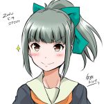  1girl artist_name bangs black_shirt blunt_bangs brown_eyes commentary_request dated grey_hair grey_sailor_collar highres kantai_collection long_hair ponytail sailor_collar shirt simple_background solo upper_body white_background yano_toshinori yuubari_(kantai_collection) 