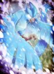  2016 articuno bird bird_focus blank_eyes claws flying gen_1_pokemon legendary_pokemon looking_at_viewer pokemon pokemon_(creature) signature snowing tia_(iris-sempi) 