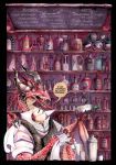  anthro bar clothing comic dragon fangs forked_tongue glass hi_res horn kogotsuchidark male red_body red_scales russian_text scales scalie solo text tongue translation_request wings 