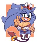  animal_print anthro big_breasts blush breasts camel_toe clothing cow_print crossgender female legwear lipstick makeup missphase nipple_outline solo sonic_the_hedgehog sonic_the_hedgehog_(series) thigh_highs 