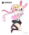  absurd_res alternate_species altohya animal_crossing anthro chibi chrissy_(animal_crossing) clothing female hi_res hoodie hug human humanized lagomorph leporid mammal nintendo rabbit solo topwear video_games 