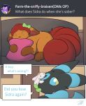  2020 ask_blog blush bow chaut delta-eon eeveelution english_text flab&eacute;b&eacute; furniture kaz_mercais nintendo pillow pillow_hug pok&eacute;mon pok&eacute;mon_(species) pok&eacute;mon_mystery_dungeon scarf shaking shiny_pok&eacute;mon sidra_romani sofa text umbreon video_games vulpix wanderlust 