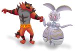  :o absurdres commentary creature dancing english_commentary eye_contact full_body gen_7_pokemon green_eyes highres holding_hands incineroar looking_at_another magearna mythical_pokemon no_humans pink_eyes pokemon pokemon_(creature) pyritie standing transparent_background yellow_sclera 