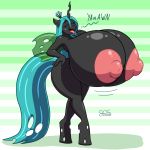  1:1 2017 anthro anthrofied arthropod big_breasts breasts changeling english_text female friendship_is_magic gyneceon huge_breasts hyper hyper_breasts my_little_pony nipples nude queen_chrysalis_(mlp) signature solo text 