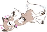  &lt;3 ambiguous_gender brown_body brown_fur claws ear_markings esmeia eyes_closed facial_markings feral fur head_markings lycanroc markings midday_lycanroc nintendo pawpads pok&eacute;mon pok&eacute;mon_(species) signature simple_background smile spikes tailwag tongue tuft video_games white_background white_body white_fur 