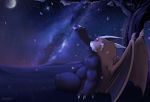  anthro corrsk detailed_background digital_media_(artwork) fur hi_res hybrid male moon night outside sky solo star tree 