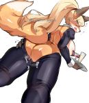  alcohol anthro armwear asian_clothing beverage big_breasts blonde_hair bodily_fluids breasts bunny_costume butt canid canine clothed clothing cocktail costume dutch_angle east_asian_clothing elbow_gloves embarrassed eye_through_hair female fox fox&#039;s_sister_(kinokoningen) fur genital_fluids gloves hair hair_over_eye handwear hi_res holding_butt japanese_clothing kemono kinokoningen legwear low-angle_view maebari mammal one_eye_obstructed open_mouth orange_body orange_eyes orange_fur pasties ponytail pussy_juice reverse_bunny_costume serving_tray simple_background skimpy solo stockings sweat translucent translucent_hair wardrobe_malfunction white_background 