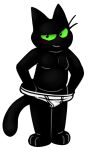  anthro black_body black_fur briefs cartoon_network clothing fur green_eyes looking_at_viewer male mao_mao:_heroes_of_pure_heart naughty_face neenya sheriff_mao_mao_mao slightly_chubby solo tighty_whities underwear underwear_down undressing white_clothing white_underwear 