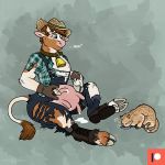  1:1 anthro bell bovid bovine cattle clothing collar digitigrade dish domestic_cat felid feline felis gloves handwear hat headgear headwear hi_res hoof_hands hooves horn human keetahspacecat licking male mammal milk overalls shirt snout solo tongue tongue_out topwear torn_clothing transformation 