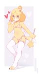  &lt;3 2020 absurd_res animal_crossing canid canine canis clothing domestic_dog female flat_chested genitals hi_res isabelle_(animal_crossing) kekitopu legwear looking_at_viewer mammal nintendo nipples pussy simple_background video_games 