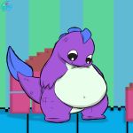  1:1 belly blueblu chub_(disambiguation) dininho dininho_adventures dinosaur looking_at_belly looking_down male obese overweight reptile scalie simple_background solo thick_tail white_pupils 