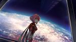  1girl bangs breasts gloves highres homura_(xenoblade_2) medium_breasts poteto_(potetosarada123) red_hair scenery short_hair sky solo space star_(sky) starry_sky swept_bangs window xenoblade_(series) xenoblade_2 