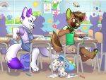  anthro backpack canid canine canis classroom crayon desk diaper domestic_dog duo furniture hi_res male male/male mammal school wen wolf 