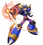  1boy armor electricity energy green_eyes helmet highres mechanical_wings official_art open_mouth pointing_weapon rockman_x_dive transparent weapon wings x_(rockman) 