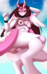  absurd_res anthro female fishnet genitals hi_res lurantis nintendo nipples pok&eacute;mon pok&eacute;mon_(species) pussy skylosminkan solo video_games 