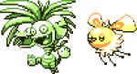  &gt;_&lt; alolan_exeggutor alolan_form commentary creature cutiefly english_commentary facing_viewer flying gen_7_pokemon looking_at_viewer no_humans pat_attackerman pokemon pokemon_(creature) transparent_background 