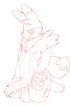  absurd_res anthro armwear balls big_balls big_penis bridal_gauntlets canid canine clothing digimon digimon_(species) foreskin fox genitals hi_res kneeling male mammal masturbation muscular penis renamon solo thick_thighs twinkletwilight uncut vein veiny_penis 