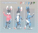  2019 anthro blue_body blue_fur buckteeth bulge chest_tuft clothing featureless_crotch fur gesture grey_background grey_body grey_fur head_tuft lagomorph leporid male mammal model_sheet multiple_poses nude open_mouth open_smile panties pawpads pose rabbit simple_background skeleion smile solo teeth tuft underwear waving white_body white_fur 
