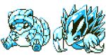  alolan_form alolan_sandshrew alolan_sandslash blue_theme claws commentary creature english_commentary full_body gen_7_pokemon looking_at_viewer monochrome no_humans pat_attackerman pixel_art pokemon pokemon_(creature) sitting sprite transparent_background 