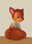  animal_crossing anthro brown_body brown_fur butt cervid clothing fauna_(animal_crossing) female fur looking_at_viewer looking_back ludicrousdisplay mammal nintendo rear_view simple_background solo video_games 