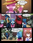  2020 blush clothed clothing comic crossdressing darkmirage english_text eyes_closed female hi_res lucario male nintendo outside pok&eacute;mon pok&eacute;mon_(species) standing text video_games 