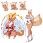  animal_humanoid big_breasts breasts canid canid_humanoid canine canine_humanoid cleavage clothed clothing devil-v feathered_wings feathers female fox_humanoid hi_res huge_breasts humanoid mammal mammal_humanoid multi_tail simple_background solo white_background wide_hips winged_humanoid wings 