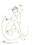  anthro black_and_white breasts canid canine chest_tuft dancing female fox gloves_(marking) kacey leg_markings mammal markings monochrome nude raised_arm ribbons sketch smile socks_(marking) solo tuft 