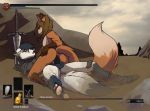  alfred_(umpherio) anal anal_penetration anthro armor balls boss_fight canid canine clothed clothing cowgirl_position dark_souls defeat defeated desert duo fox fromsoftware gameplay_mechanics genitals grin health_bar humanoid lenn_(lennfox) male male/male mammal nude on_top outdoor_sex outside partially_clothed pawpads paws penetration penis red_fox sex smile umpherio video_games 