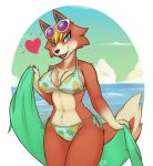  &lt;3 2020 animal_crossing anthro audie_(animal_crossing) beach bikini blonde_hair blush breasts canid canine canis clothed clothing cute_fangs eternity-zinogre eyewear eyewear_on_head fangs female hair hi_res looking_at_viewer mammal navel nintendo open_mouth open_smile seaside smile solo sunglasses sunglasses_on_head swimwear teal_eyes video_games water wolf 