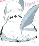  2020 absol backsack balls big_butt black_body black_fur butt butt_focus english_text fan_character feral fur genitals hi_res male markings motion_lines multicolored_body multicolored_fur nintendo nude onomatopoeia pok&eacute;mon pok&eacute;mon_(species) rear_view shima_(lucaraixen) simple_background sitting solo sound_effects text two_tone_body two_tone_fur uromatsu video_games white_background white_body white_fur 
