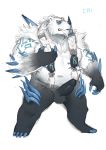  2020 anthro balls belly black_body black_fur cai1448331577 erection fur genitals hi_res kemono league_of_legends male mammal navel overweight overweight_male penis polar_bear riot_games simple_background solo ursid ursine video_games volibear white_background white_body white_fur 