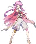  1boy blood chatan_nakiri full_body haori injury japanese_clothes male_focus namaniku_atk official_art open_mouth pink_eyes pink_hair ponytail sandals short_sword shorts sidetails sword tantou torn_clothes torn_shorts touken_ranbu transparent_background weapon 