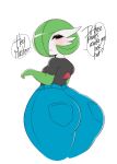  big_butt blush breasts butt butt_focus clothing dialogue english_text female gardevoir hi_res huge_butt huge_hips humanoid looking_at_viewer looking_back nintendo not_furry pok&eacute;mon pok&eacute;mon_(species) saltyxodium simple_background solo text thick_thighs video_games white_background 