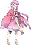  1boy ahoge chatan_nakiri full_body haori japanese_clothes male_focus namaniku_atk official_art otoko_no_ko pink_eyes pink_hair ponytail sandals shorts sidetails smile tassel touken_ranbu transparent_background 