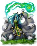  aleu_moonshadow anthro canid canine druid female fox hi_res magic magic_user mammal multi_tail naira nikorokumitsero tribal_spellcaster 