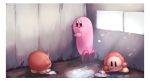  absurdres blush_stickers border cleaning commentary_request eye_contact highres kirby kirby_(series) looking_at_another mop no_humans parody room scp-173 scp_foundation shiburingaru smile sunlight waddle_dee white_border window 