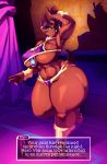  anthro big_breasts breasts dialogue english_text felid feline female green_sclera hi_res mammal nipple_outline quest_for_glory riendonut shema text thick_thighs under_boob wide_hips 