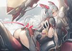  anthropomorphism ass azur_lane bodysuit long_hair mecha mechagirl prinz_eugen_(azur_lane) twintails white_hair yusha_(m-gata) 