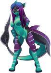  2020 anthro blue_hair breasts digital_media_(artwork) featureless_breasts featureless_crotch female fin hair hi_res hybrid marine non-mammal_breasts purple_hair rudragon solo 