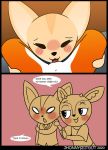  aggressive_retsuko anthro blush canid canine cervid cervine comic cunnilingus duo embarrassed female female/female fennec fenneko fox hi_res jhonnyseitgut mammal oral sanrio sex tsunoda vaginal 