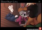  2020 anthro anthro_on_anthro bottomless brown_body brown_fur canid canine clothed clothing comic disney duo erection feet fellatio female female_penetrated fennec finnick fox fully_clothed fur genitals grey_body grey_fur head_grab hi_res judy_hopps lagomorph leporid light lighting male male/female male_penetrating male_penetrating_female mammal oral paws penetration penile penis rabbit sex siroc standing text url zootopia 