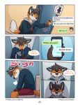  2020 bathroom canid canine comic dialogue english_text fox gabe_(mytigertail) inside lan mammal mytigertail phone text toilet url zeta-haru 