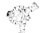  2016 4:3 anthro belly bodily_fluids felid humanoid_hands kemono male mammal monochrome moobs navel nipples oogamikennta overweight overweight_male pantherine simple_background solo sumo sweat tiger white_background 