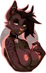  2019 alpha_channel andisun anthro areola bell bell_collar big_breasts black_body black_fur black_hair breasts bust_portrait collar ear_piercing felid female fur furgonomics furry-specific_piercing green_eyes hair jingle_bell junebuq leopard looking_at_viewer mammal markings nipple_chain nipple_piercing nipples nude open_mouth pantherine piercing pink_areola pink_nipples pink_nose portrait short_hair signature simple_background solo transparent_background 