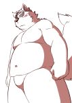  2014 anthro belly blush canid canine canis clothing domestic_dog kemono kumamikan male mammal moobs navel overweight overweight_male simple_background solo underwear white_background 