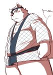  2014 anthro asian_clothing blush canid canine canis clothing domestic_dog east_asian_clothing fundoshi humanoid_hands japanese_clothing kemono kumamikan male mammal overweight overweight_male robe simple_background solo underwear white_background 