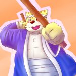  1:1 2011 absurd_res anthro belly blush clothing felid hi_res humanoid_hands kemono kumamikan male mammal overweight overweight_male pantherine robe simple_background solo tiger 