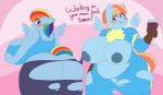  absurd_res anthro big_breasts big_butt blush breasts butt clothing coatieyay daughter dialogue duo english_text friendship_is_magic genitals hi_res huge_breasts huge_butt looking_back mother mother_and_child mother_and_daughter my_little_pony nipples overweight parent parent_and_child pussy rainbow_dash_(mlp) rear_view text thick_thighs torn_clothing windy_whistles_(mlp) wine_glass 