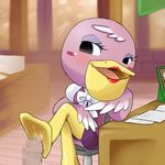  animal_crossing bird blush cum doubutsu_no_mori eyelashes eyeliner feet footjob lipstick lowres makeup nintendo pelican penis phyllis 